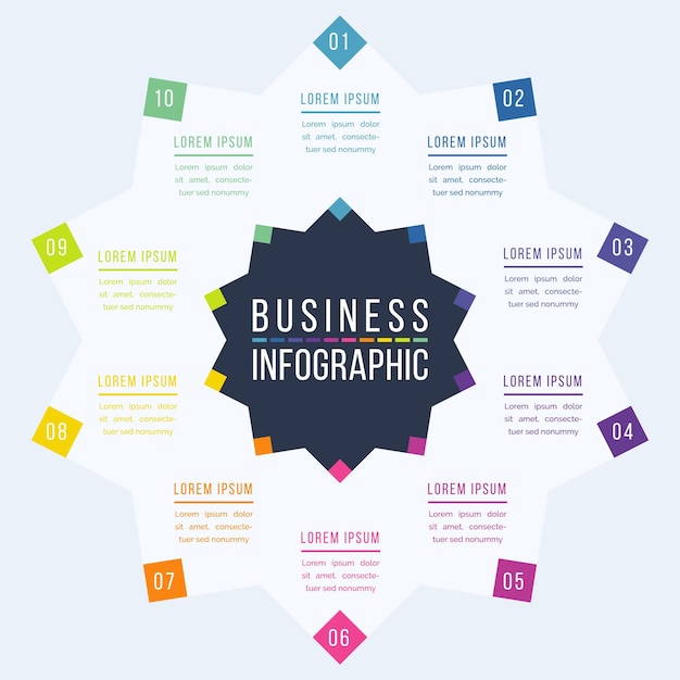 plantilla de infografía de negocios 10 pasos objetos elementos u opciones infografía diseño de negocios