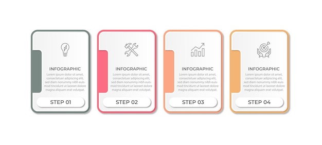plantilla de infografía de negocios con 4 opciones de proceso de pasos