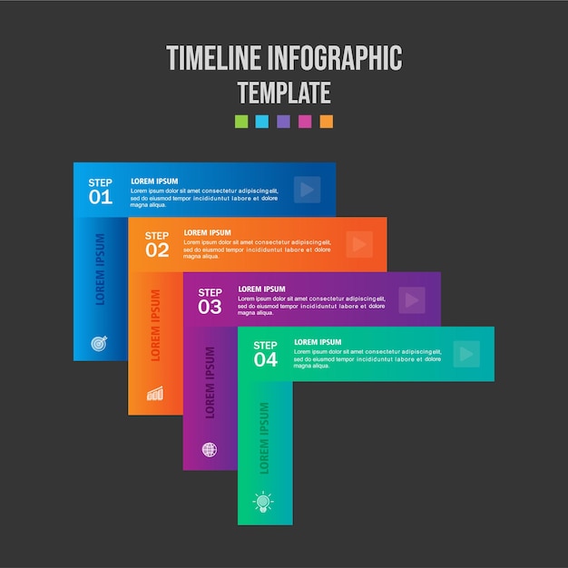 plantilla de infografía para negocios 4 pasos diagrama de mapa mental infografía vectorial