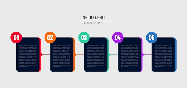 plantilla de infografía de negocios 5 opciones de diagrama de proceso en fondo blanco