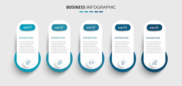 plantilla de infografía de negocios con 5 opciones o pasos