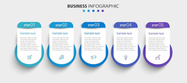 plantilla de infografía de negocios con 5 opciones o pasos