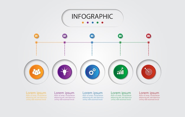 Plantilla de infografía para negocios con 5 opciones