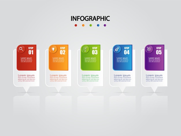 Plantilla de infografía para negocios con 5 opciones.