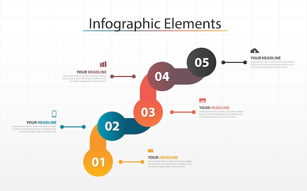 Vector plantilla de infografía de negocios círculo colorido