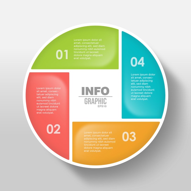 Plantilla de infografía de negocios de círculo moderno de 4 pasos