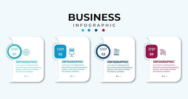 Plantilla de infografía de negocios de cuatro pasos