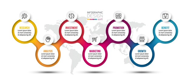 plantilla de infografía de negocios de gráfico de línea de tiempo