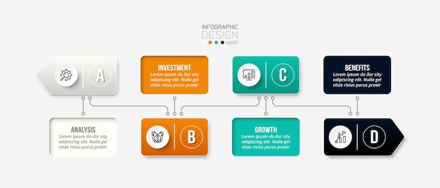 plantilla de infografía de negocios de gráfico de línea de tiempo