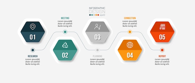 plantilla de infografía de negocios de gráfico de línea de tiempo