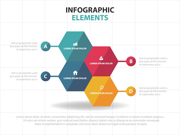 Plantilla de infografía de negocios hexágono