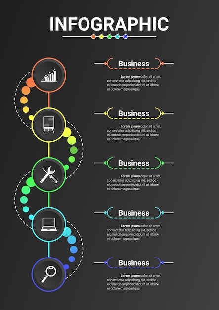 Plantilla de infografía para negocios. Ilustración de vector creativo