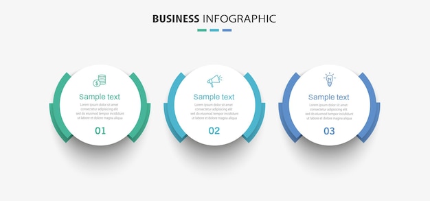 Vector plantilla de infografía de negocios moderna con 3 opciones o pasos