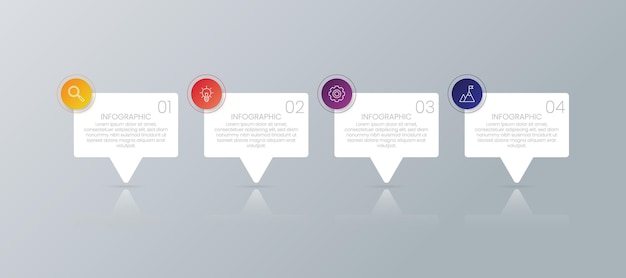 plantilla de infografía de negocios moderna con 4 opciones o iconos de pasos