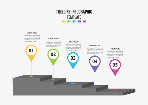 plantilla de infografía para negocios con pasos Concepto de avanzar y superar los obstáculos