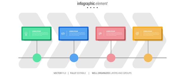 plantilla de infografía de negocios plana de 4 pasos de vector