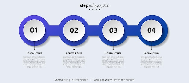 plantilla de infografía de negocios plana de 4 pasos de vector