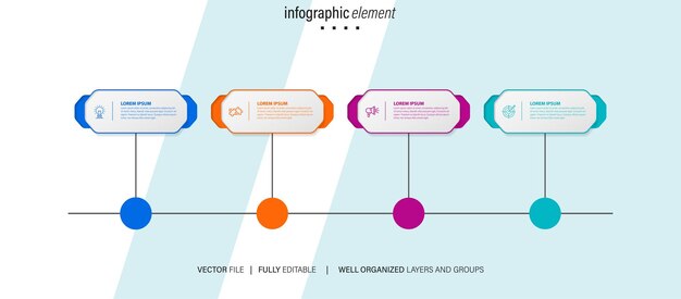 plantilla de infografía de negocios plana de 4 pasos de vector