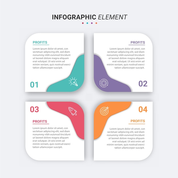 Plantilla de infografía de negocios de presentación con 4 opciones Ilustración vectorial