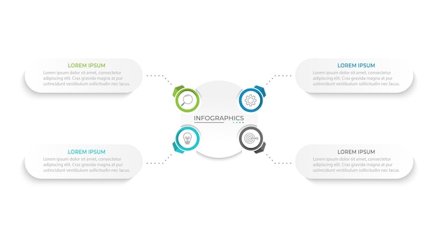 Plantilla de infografía de negocios de presentación con 4 opciones Ilustración vectorial