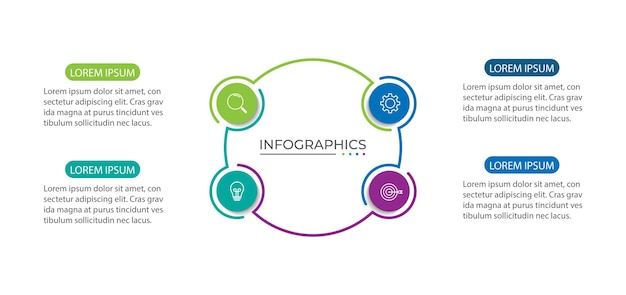 Vector plantilla de infografía de negocios de presentación con 4 opciones ilustración vectorial