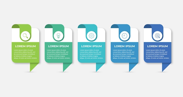Plantilla de infografía de negocios de presentación con 5 opciones Ilustración vectorial