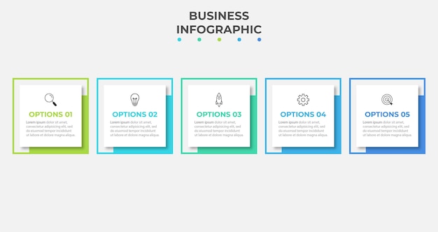 Plantilla de infografía de negocios de presentación con 5 opciones Ilustración vectorial