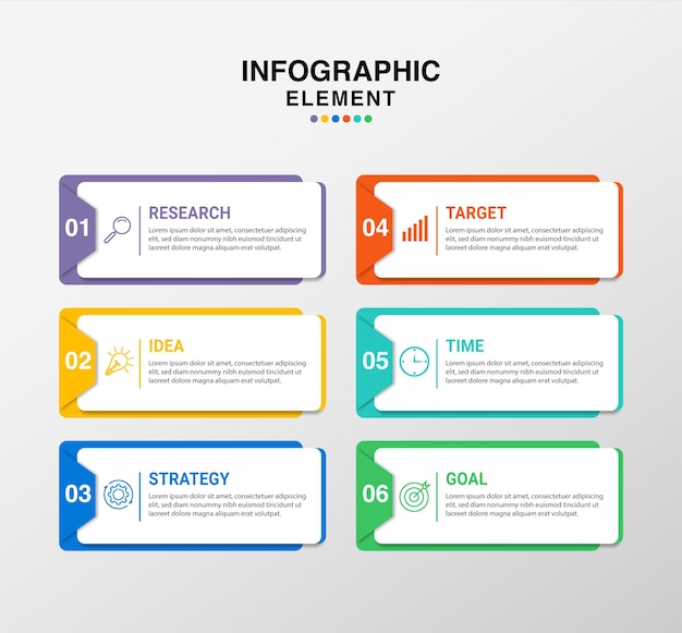 Plantilla de infografía de negocios de presentación con 6 opciones Plantilla de infografía