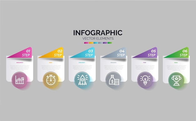 plantilla de infografía de negocios de presentación con 6 opciones