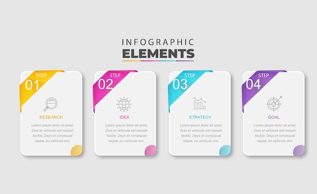 plantilla de infografía de negocios de presentación con ilustración vectorial de 4 opciones