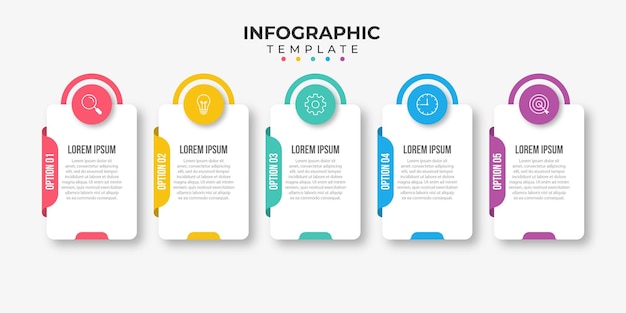 plantilla de infografía de negocios de presentación con ilustración vectorial de 5 opciones