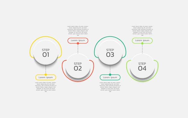 Plantilla de infografía de negocios de proceso vectorial diseño colorido