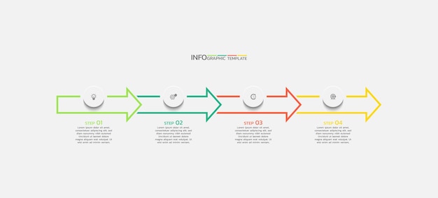 Plantilla de infografía de negocios de proceso vectorial diseño colorido