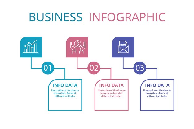 Plantilla de infografía de negocios de vector de presentación con 3 opciones
