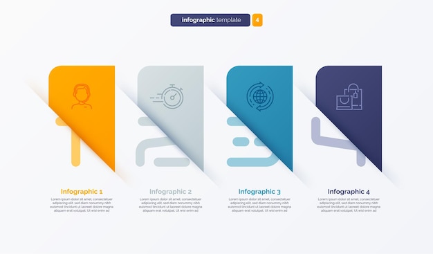 Plantilla de infografía de número vectorial compuesta de etiquetas