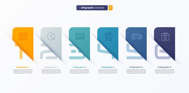 Plantilla de infografía de número vectorial compuesta de etiquetas