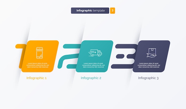 Vector plantilla de infografía de números vectoriales compuesta por cuadrados redondeados