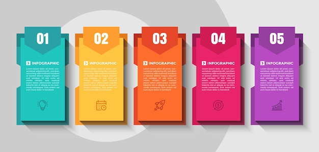 Plantilla de infografía de pasos de línea de tiempo de 5 colores