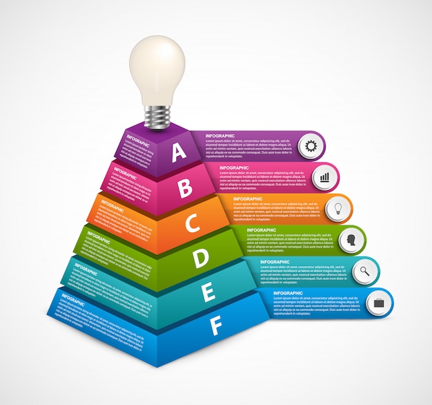 Plantilla de infografía con pirámide 3d.