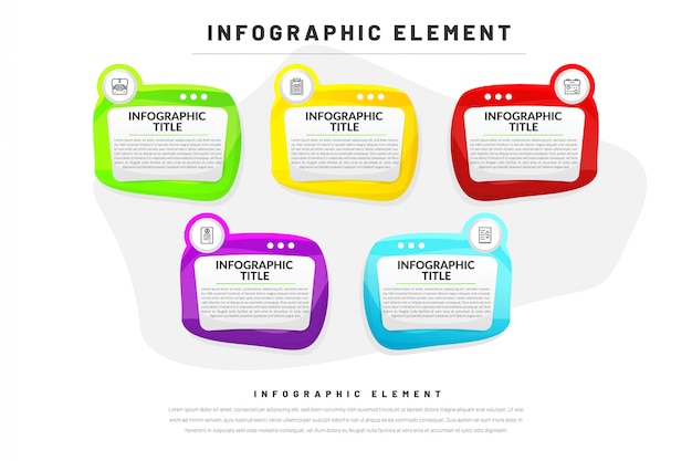 Plantilla de infografía plana para negocios, sitio web, presentación con icono