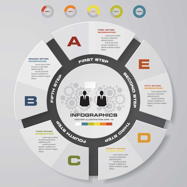 Plantilla de infografía de presentación de 5 opciones.