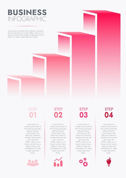 Vector plantilla de infografía para la presentación visualización de datos empresariales diagrama de procesos y impulso del éxito