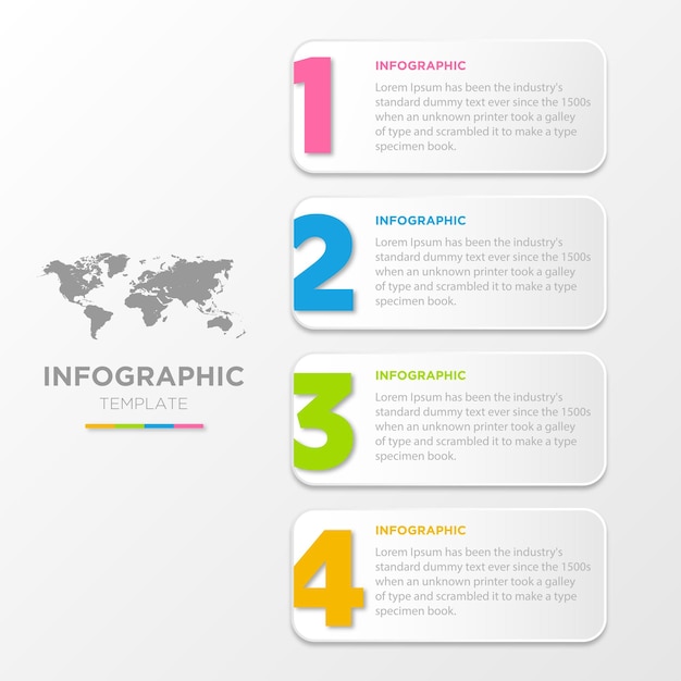 Plantilla de infografía de proceso de 4 pasos.