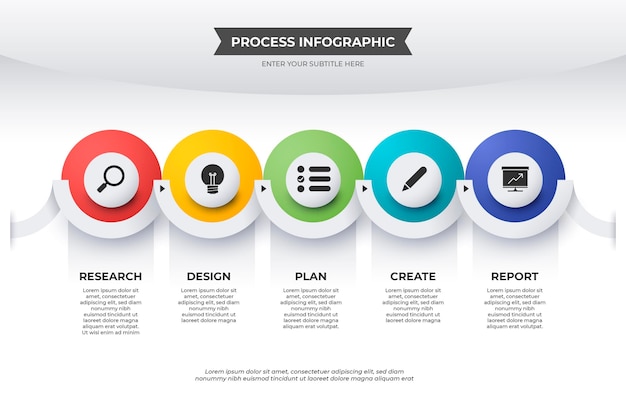 Plantilla de infografía de proceso de degradado