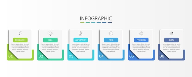 plantilla de infografía proceso o paso de seis opciones para las empresas