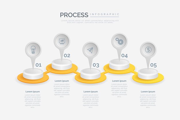 Vector plantilla de infografía de proceso realista