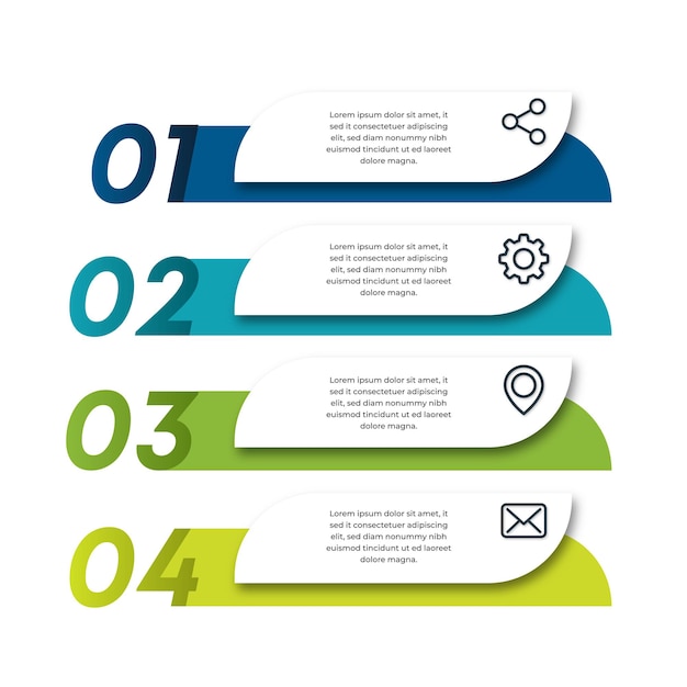 plantilla de infografía de procesos de negocio Cuatro gráficos coloridos con números 4 pasos Diseño vectorial