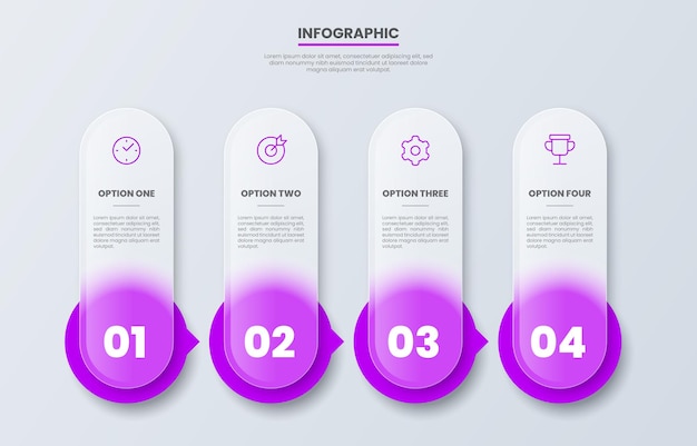 Plantilla de infografía de progreso púrpura con efecto de vidrio borroso