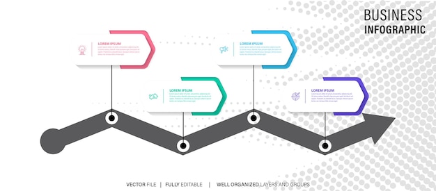 plantilla de infografía Árbol abstracto con círculos y 4 pasos