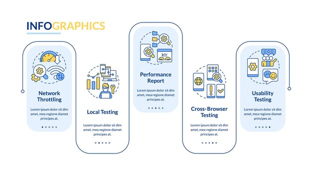Plantilla de infografía de rectángulo azul de prueba de primer diseño móvil